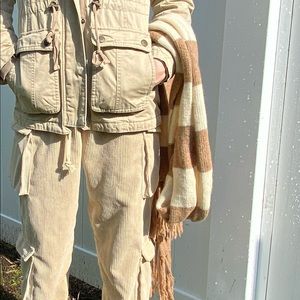 H&M beige and brown stripped wool scarf